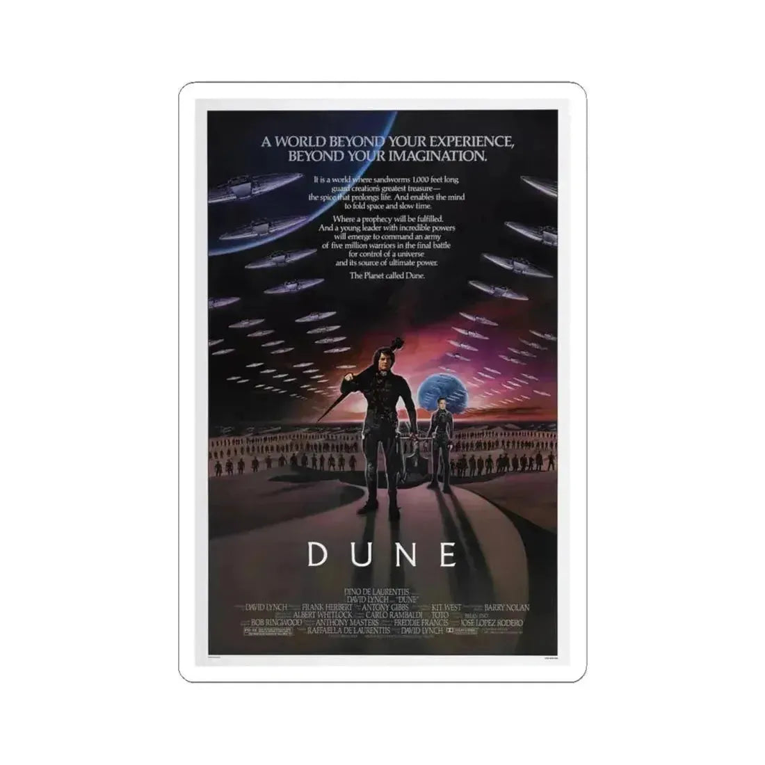 DUNE 1984 Movie Poster - STICKER Vinyl Kiss-Cut Decal 4 Inch White - The Sticker Space