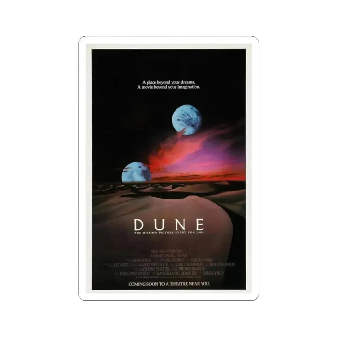 DUNE (TEASER) 1984 Movie Poster - STICKER Vinyl Kiss-Cut Decal 2 Inch White - The Sticker Space
