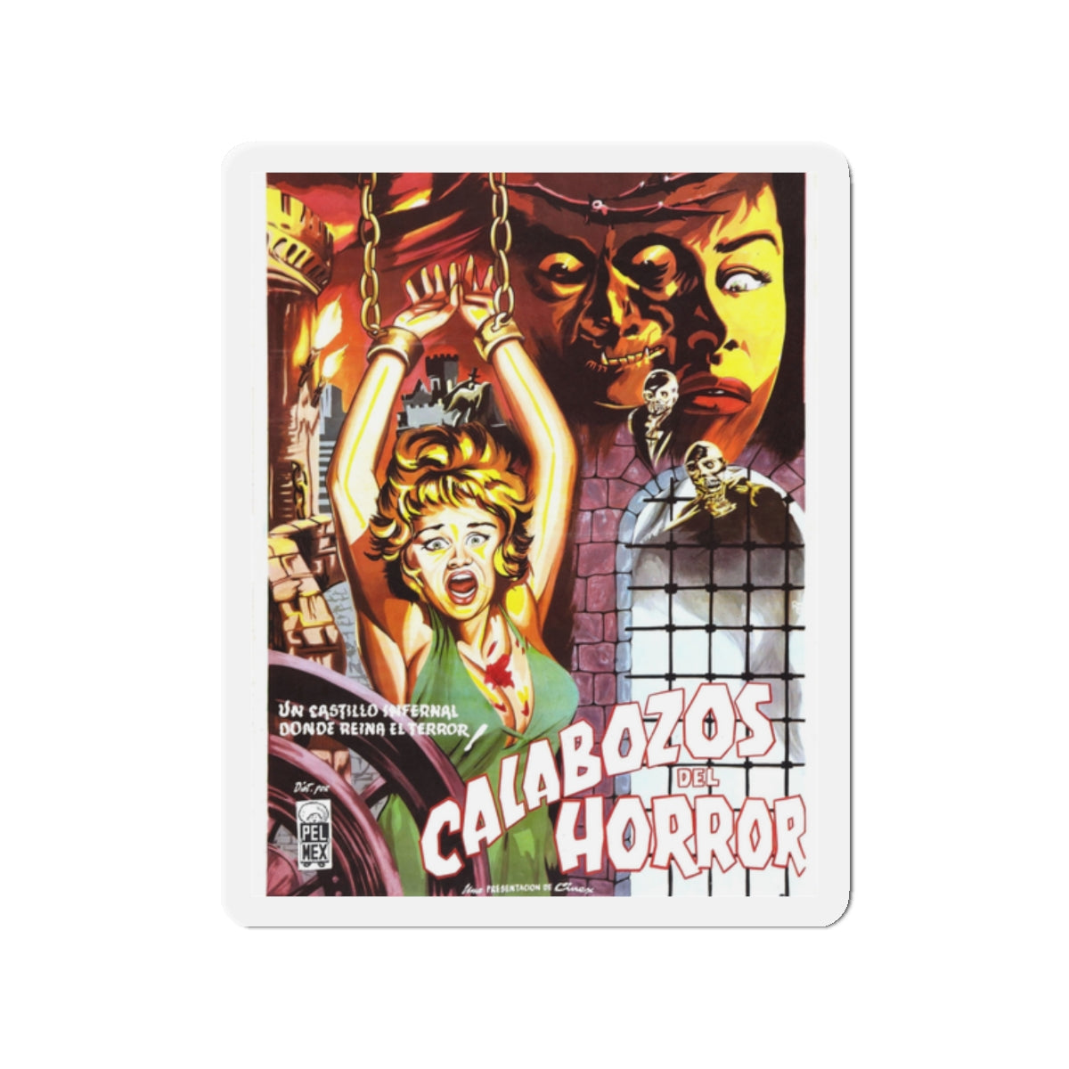 DUNGEON OF HARROW 1962 Movie Poster - Die-Cut Magnet-2" x 2"-The Sticker Space