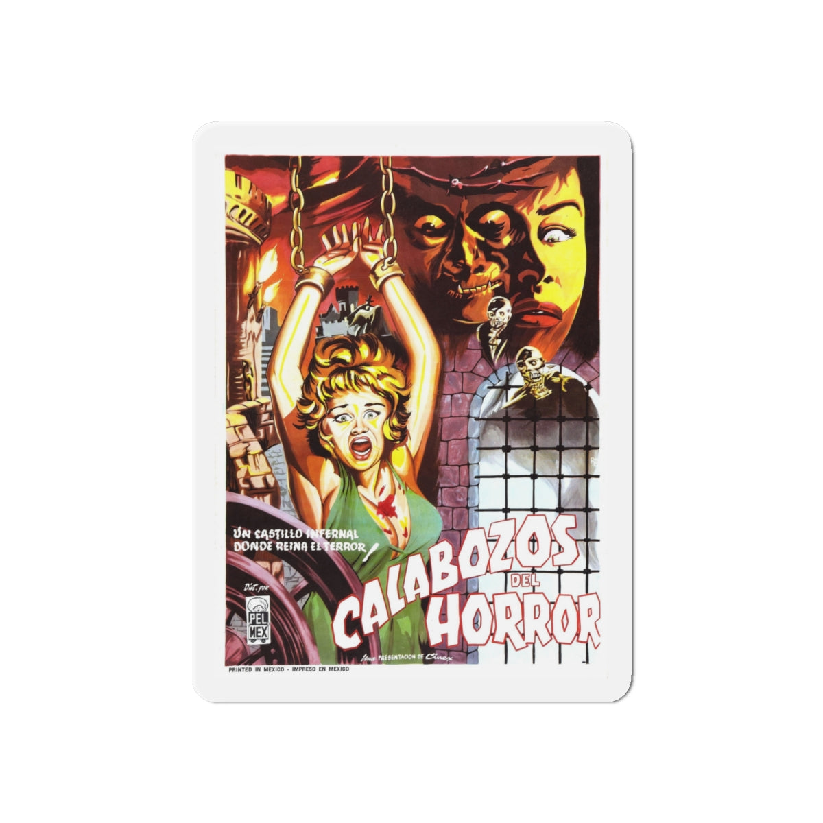 DUNGEON OF HARROW 1962 Movie Poster - Die-Cut Magnet-6 × 6"-The Sticker Space