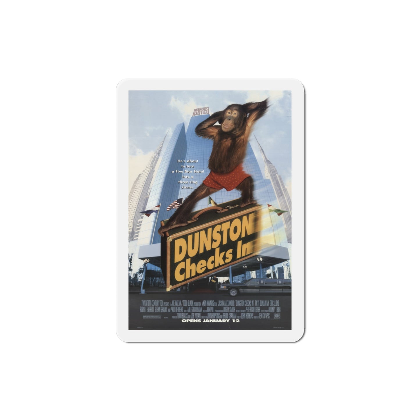 Dunston Checks In 1996 Movie Poster Die-Cut Magnet-3" x 3"-The Sticker Space