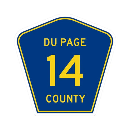 DuPage County 14 (Illinois) (Road Sign) STICKER Vinyl Kiss-Cut Decal 2 Inch White - The Sticker Space