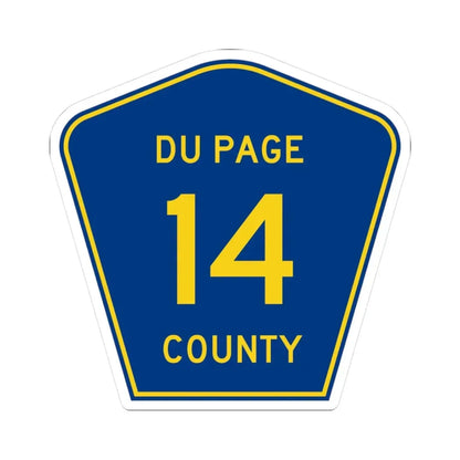 DuPage County 14 (Illinois) (Road Sign) STICKER Vinyl Kiss-Cut Decal 3 Inch White - The Sticker Space
