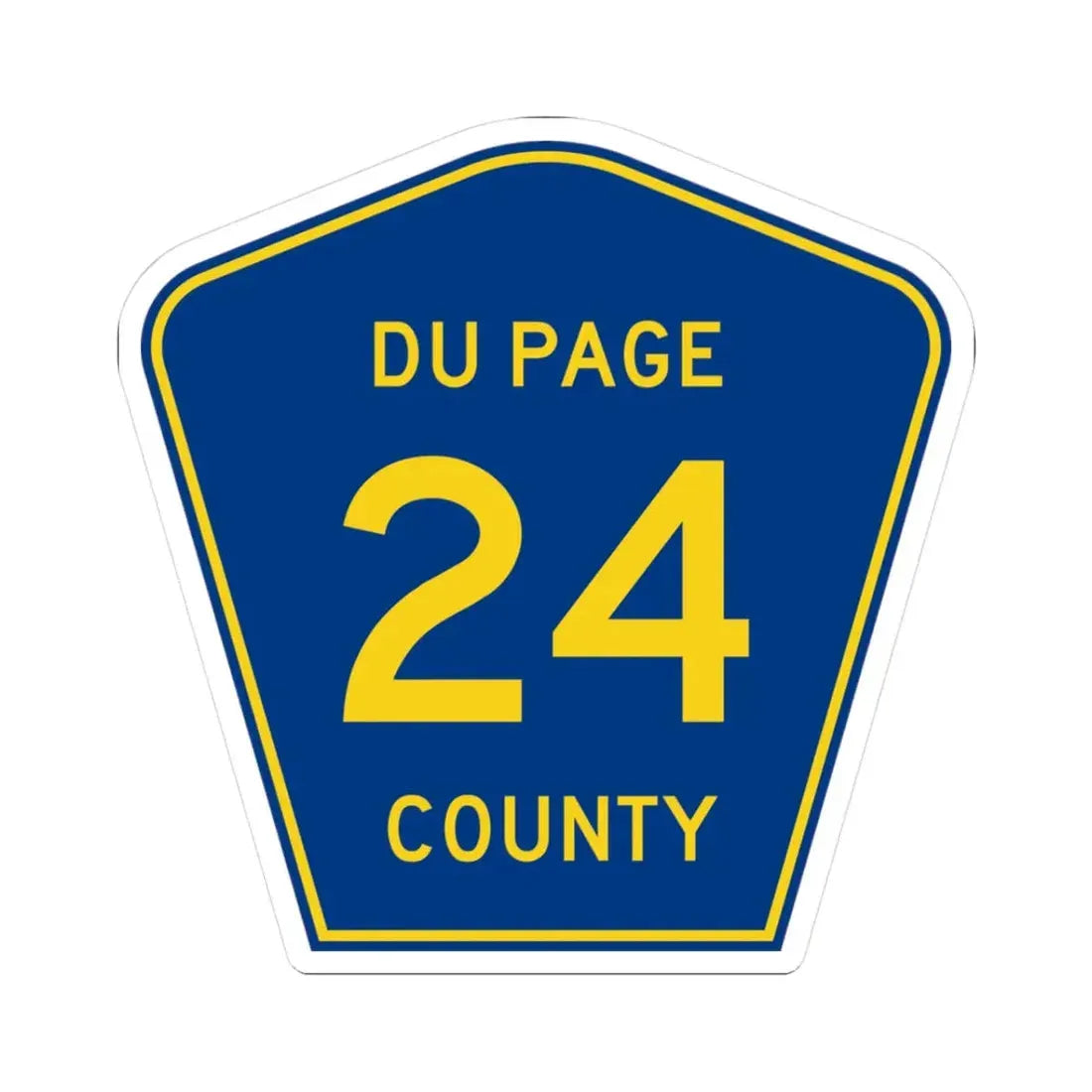 DuPage County 24 (Illinois) (Road Sign) STICKER Vinyl Kiss-Cut Decal 3 Inch White - The Sticker Space