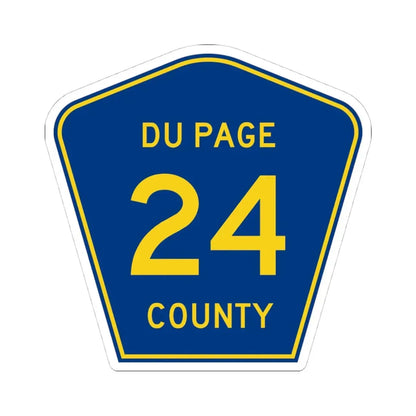 DuPage County 24 (Illinois) (Road Sign) STICKER Vinyl Kiss-Cut Decal 4 Inch White - The Sticker Space