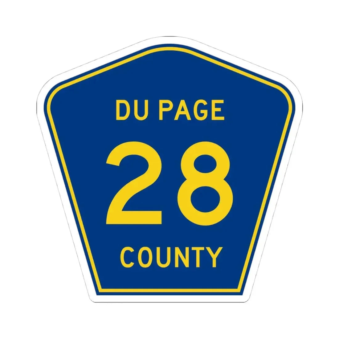 DuPage County 28 (Illinois) (Road Sign) STICKER Vinyl Kiss-Cut Decal 4 Inch White - The Sticker Space