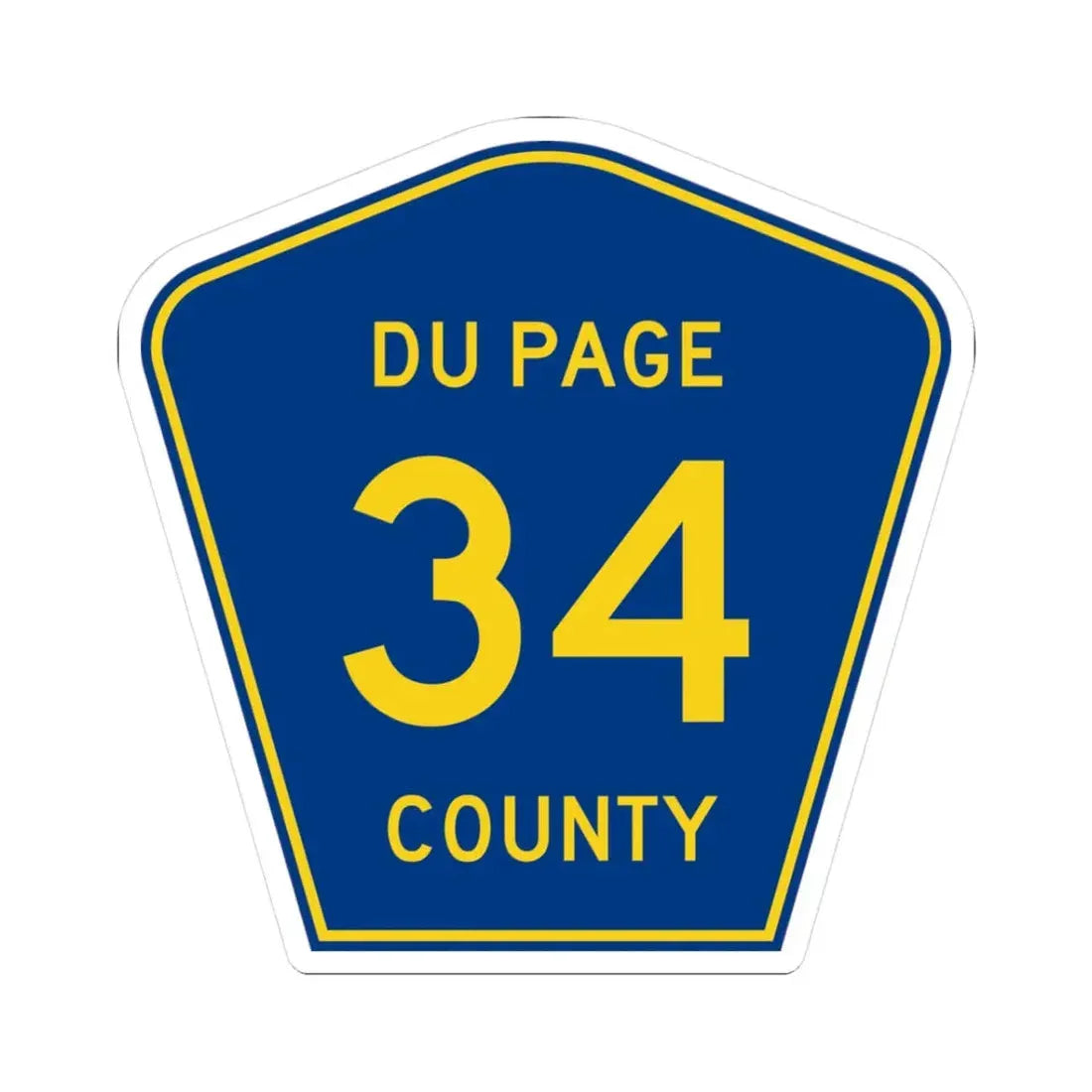 DuPage County 34 (Illinois) (Road Sign) STICKER Vinyl Kiss-Cut Decal 3 Inch White - The Sticker Space