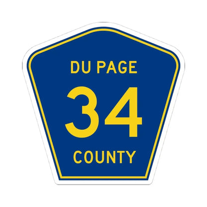 DuPage County 34 (Illinois) (Road Sign) STICKER Vinyl Kiss-Cut Decal 4 Inch White - The Sticker Space