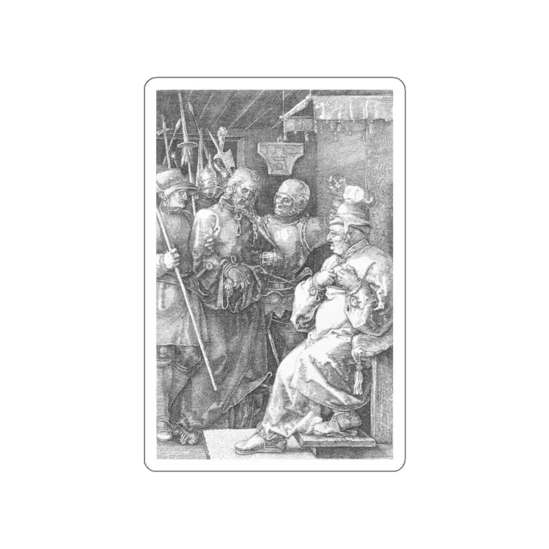 DURER, Albrecht - Christ before Caiaphas (No. 4) (Artwork) STICKER Vinyl Die-Cut Decal White Die-Cut 5 Inch - The Sticker Space