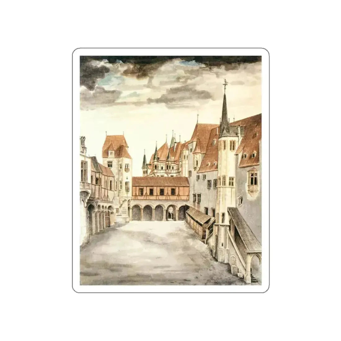 DURER, Albrecht - courty (Artwork) STICKER Vinyl Die-Cut Decal White Die-Cut 2 Inch - The Sticker Space