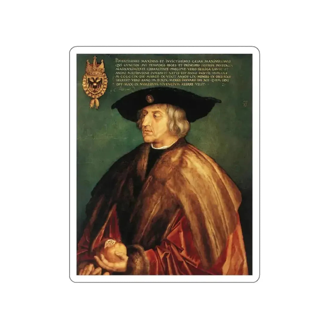DURER, Albrecht - Emperor Maximilian I (Artwork) STICKER Vinyl Die-Cut Decal White Die-Cut 5 Inch - The Sticker Space