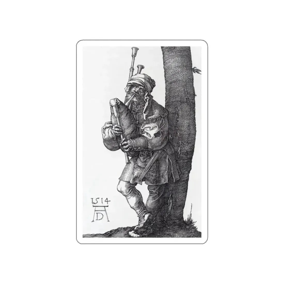 DURER, Albrecht - The Bagpiper (Artwork) STICKER Vinyl Die-Cut Decal - The Sticker Space