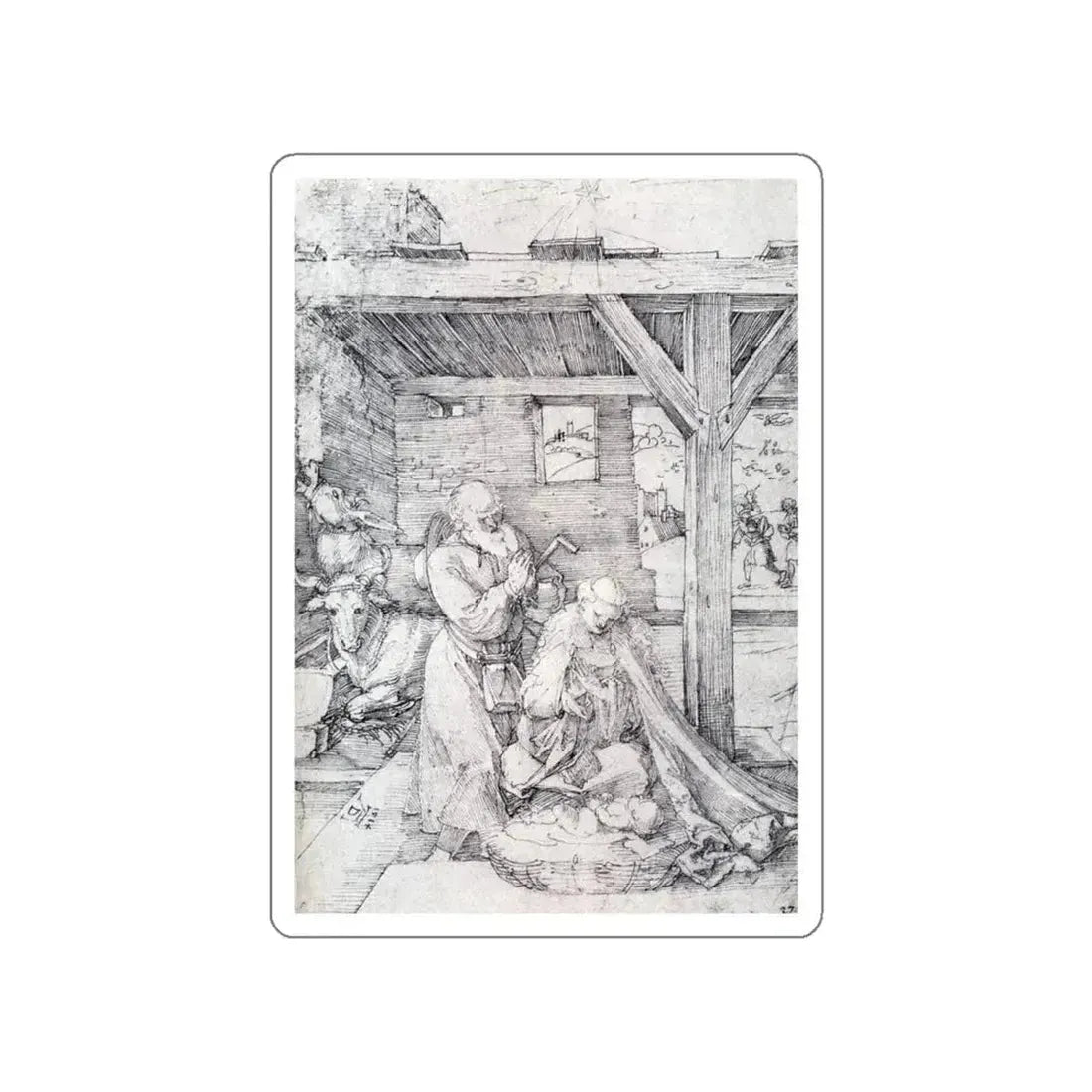 DURER, Albrecht - The Nativity (Artwork) STICKER Vinyl Die-Cut Decal White Die-Cut 4 Inch - The Sticker Space