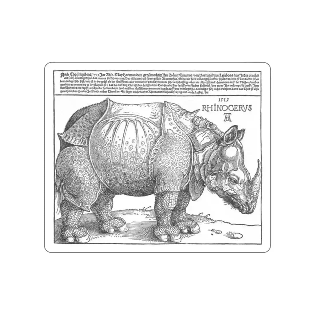 DURER, Albrecht - The Rhinoceros (Artwork) STICKER Vinyl Die-Cut Decal - The Sticker Space