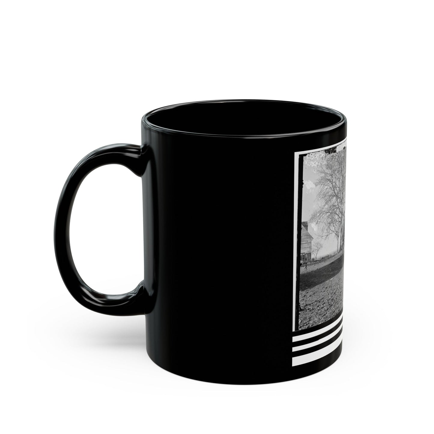 Dutch Gap, Virginia (Vicinity). Pontoon Boats On Wheeled Carriages At Deserted Farm House Near Dutch Gap Canal (U.S. Civil War) Black Coffee Mug-The Sticker Space