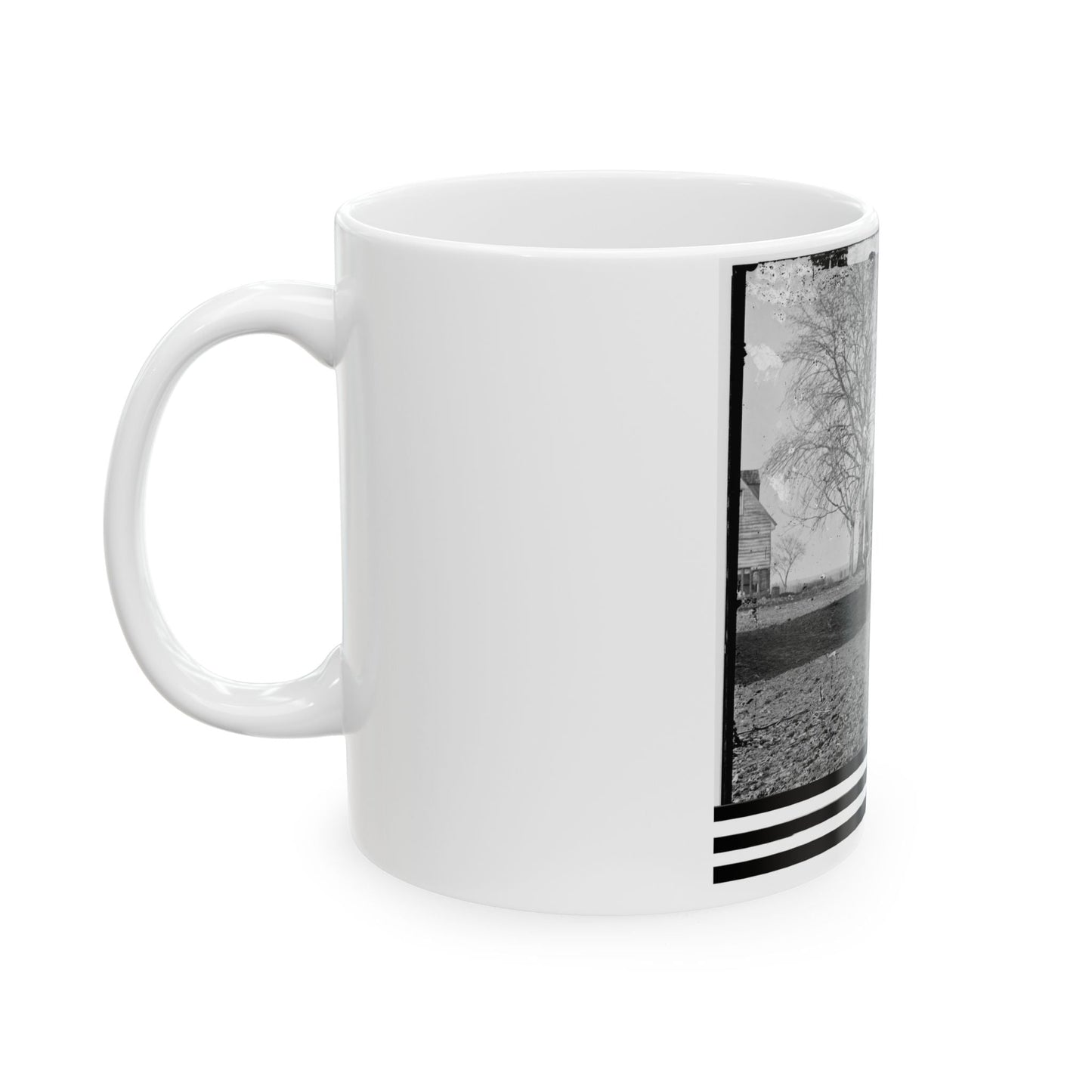 Dutch Gap, Virginia (Vicinity). Pontoon Boats On Wheeled Carriages At Deserted Farm House Near Dutch Gap Canal (U.S. Civil War) White Coffee Mug