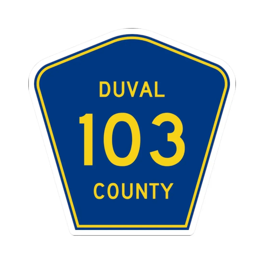 Duval County 103 (Florida) (Road Sign) STICKER Vinyl Kiss-Cut Decal 2 Inch White - The Sticker Space