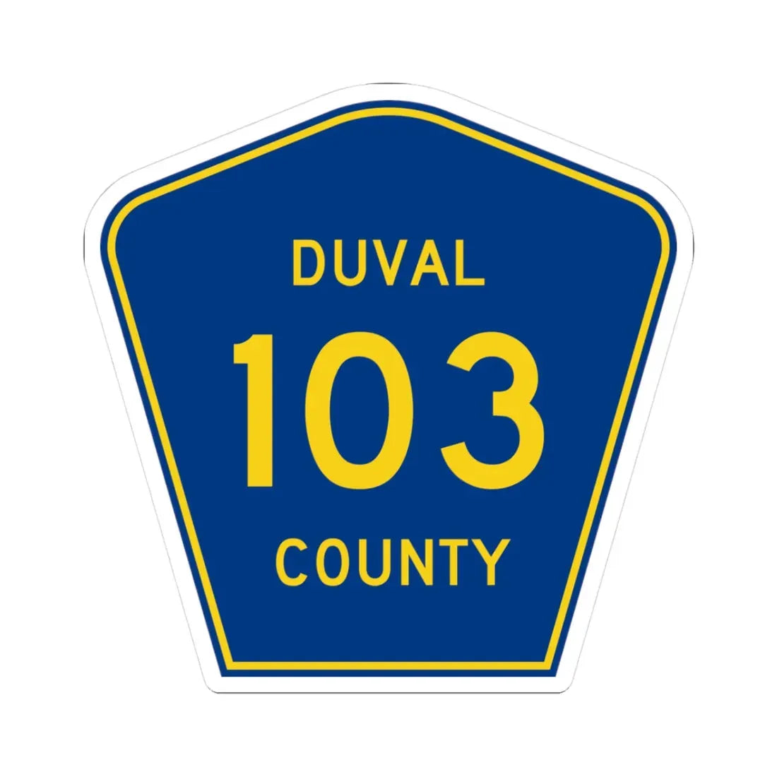 Duval County 103 (Florida) (Road Sign) STICKER Vinyl Kiss-Cut Decal 3 Inch White - The Sticker Space