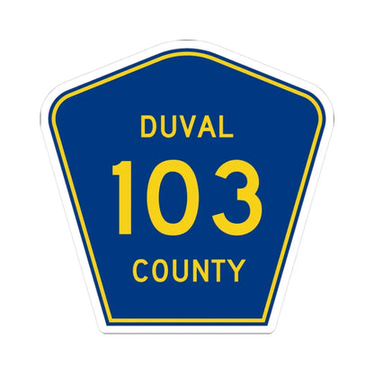 Duval County 103 (Florida) (Road Sign) STICKER Vinyl Kiss-Cut Decal 3 Inch White - The Sticker Space