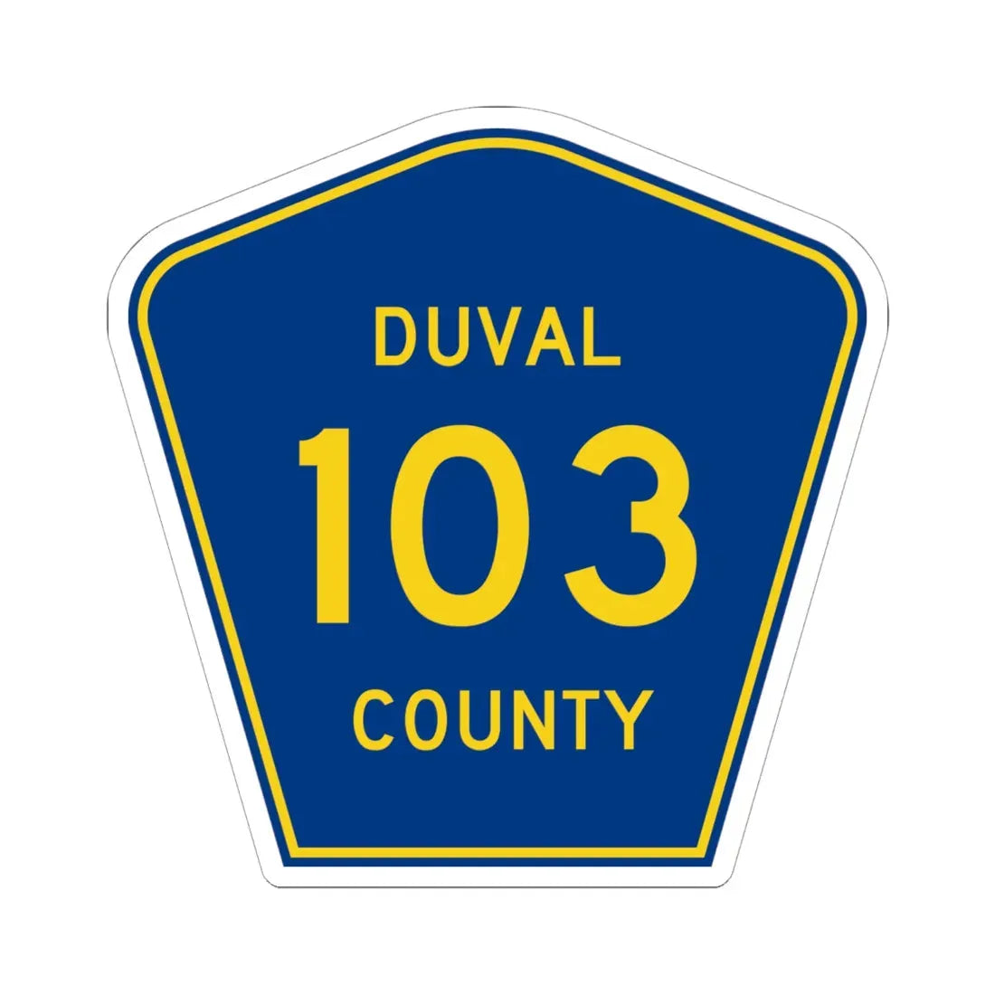 Duval County 103 (Florida) (Road Sign) STICKER Vinyl Kiss-Cut Decal 6 Inch White - The Sticker Space