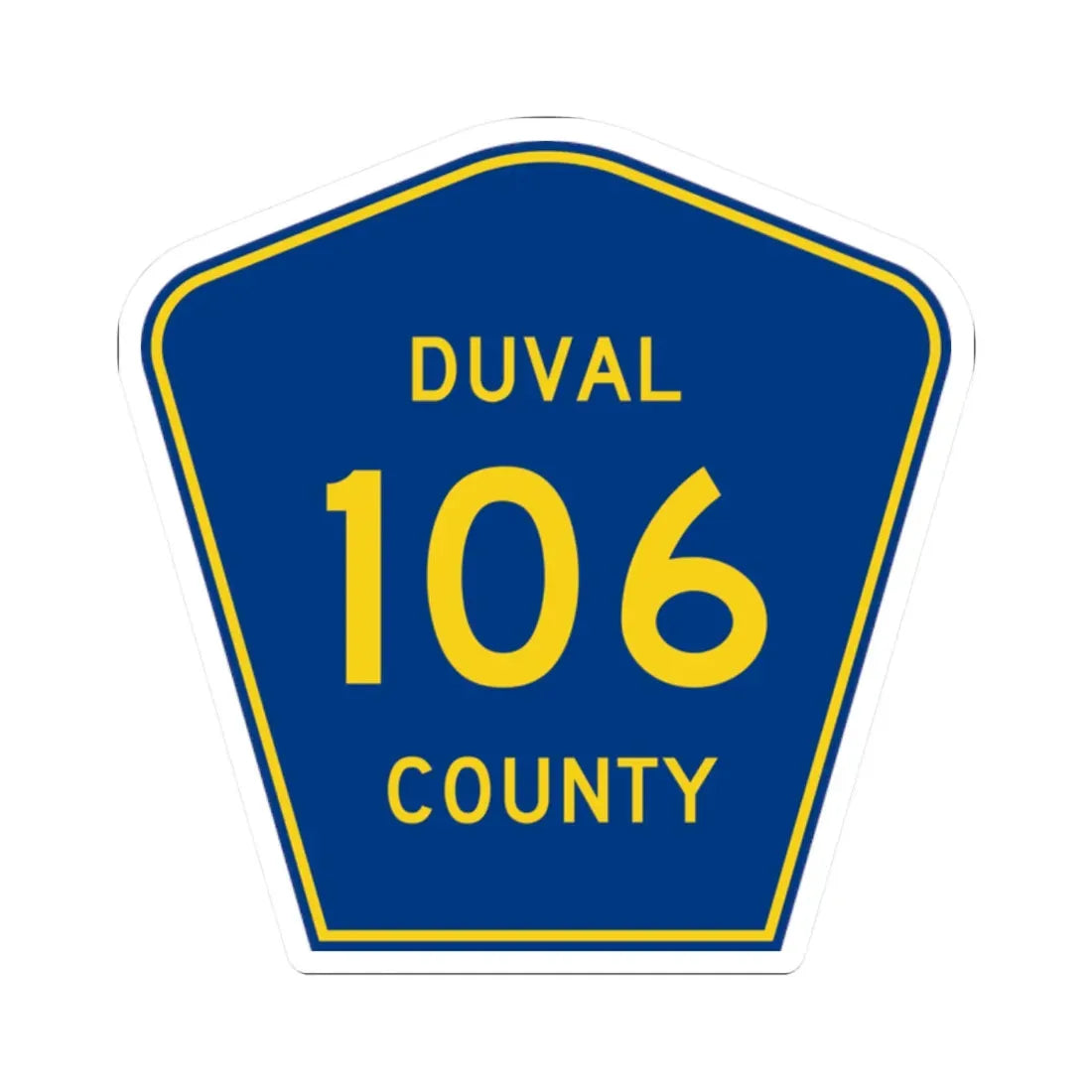 Duval County 106 (Florida) (Road Sign) STICKER Vinyl Kiss-Cut Decal 2 Inch White - The Sticker Space