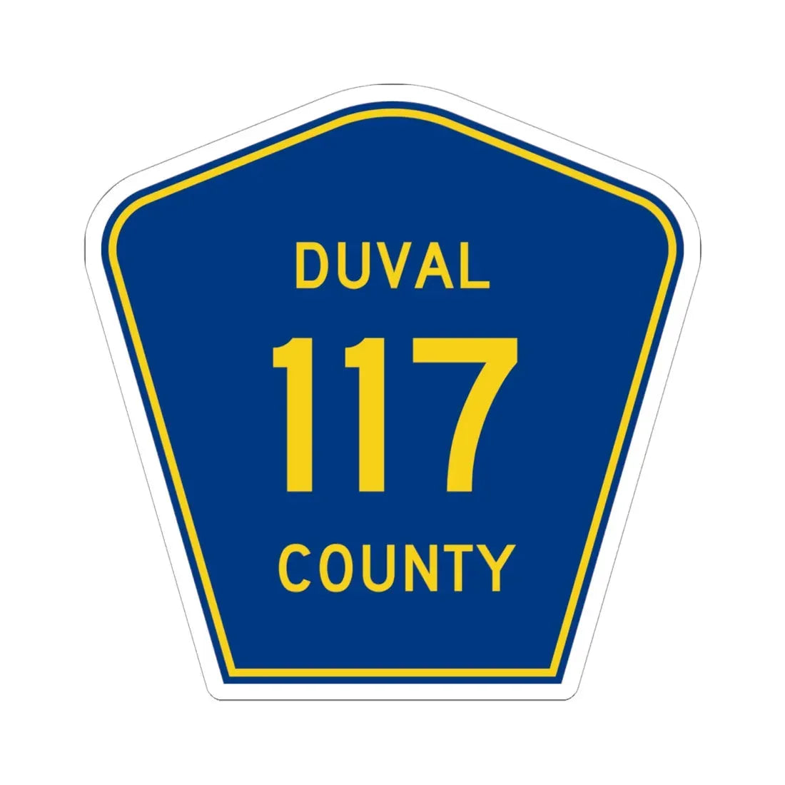 Duval County 117 (Florida) (Road Sign) STICKER Vinyl Kiss-Cut Decal 6 Inch White - The Sticker Space