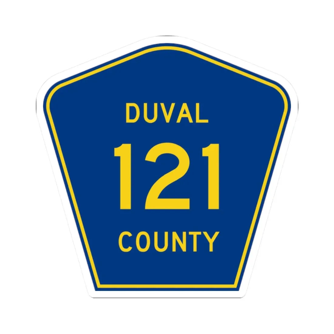Duval County 121 (Florida) (Road Sign) STICKER Vinyl Kiss-Cut Decal 2 Inch White - The Sticker Space