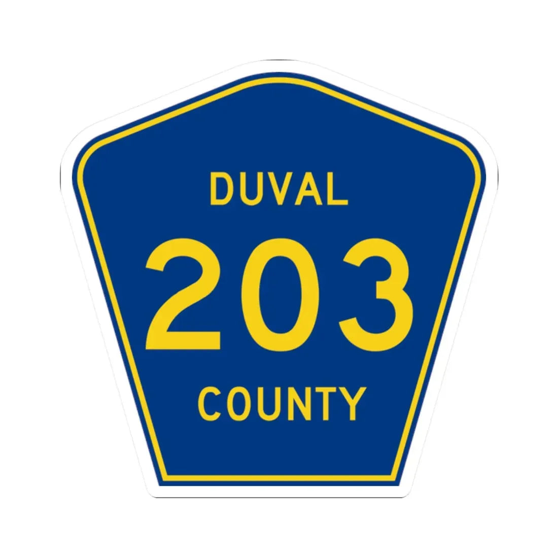 Duval County 203 (Florida) (Road Sign) STICKER Vinyl Kiss-Cut Decal 2 Inch White - The Sticker Space