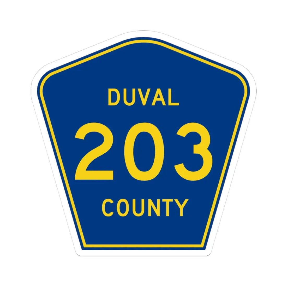 Duval County 203 (Florida) (Road Sign) STICKER Vinyl Kiss-Cut Decal 3 Inch White - The Sticker Space