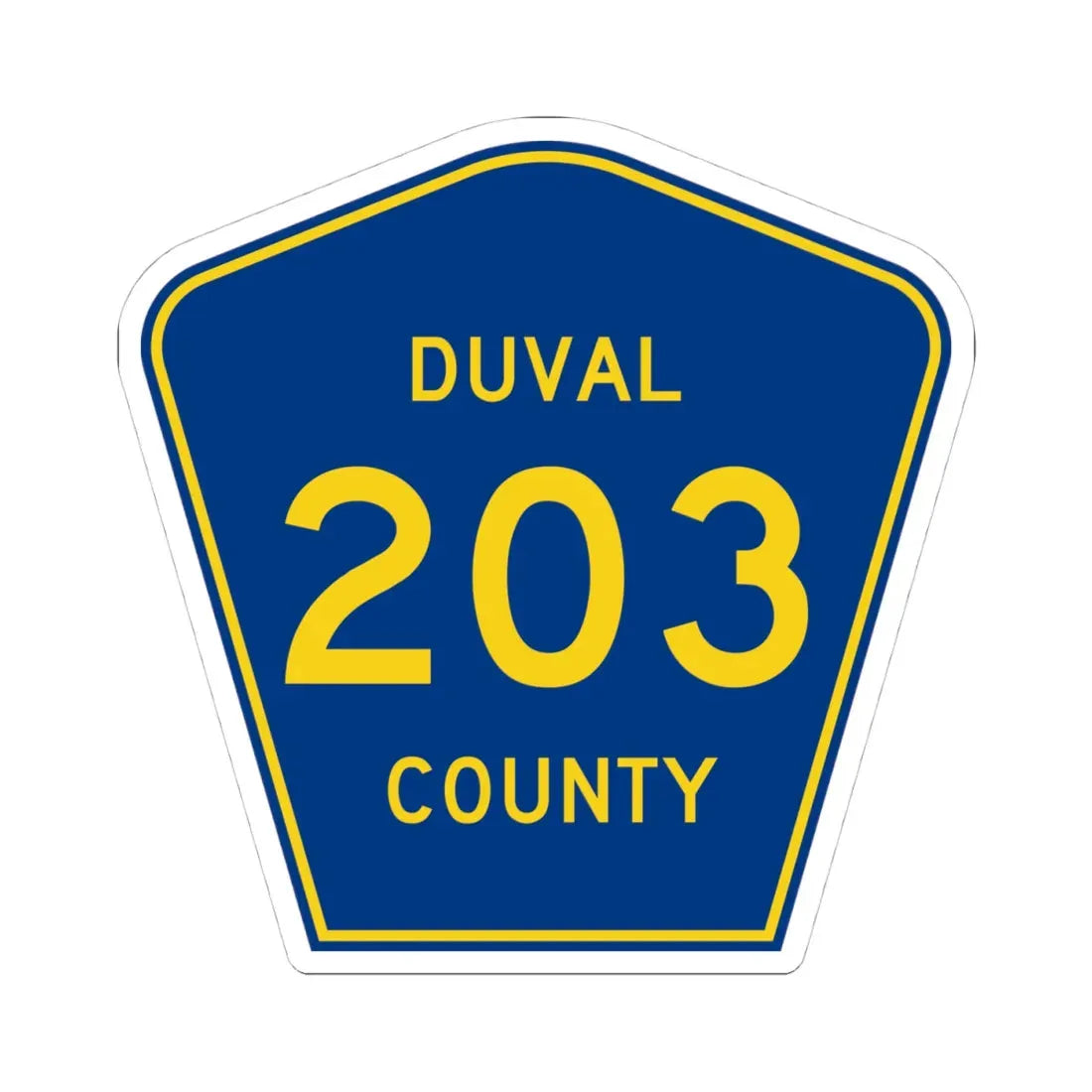 Duval County 203 (Florida) (Road Sign) STICKER Vinyl Kiss-Cut Decal 4 Inch White - The Sticker Space
