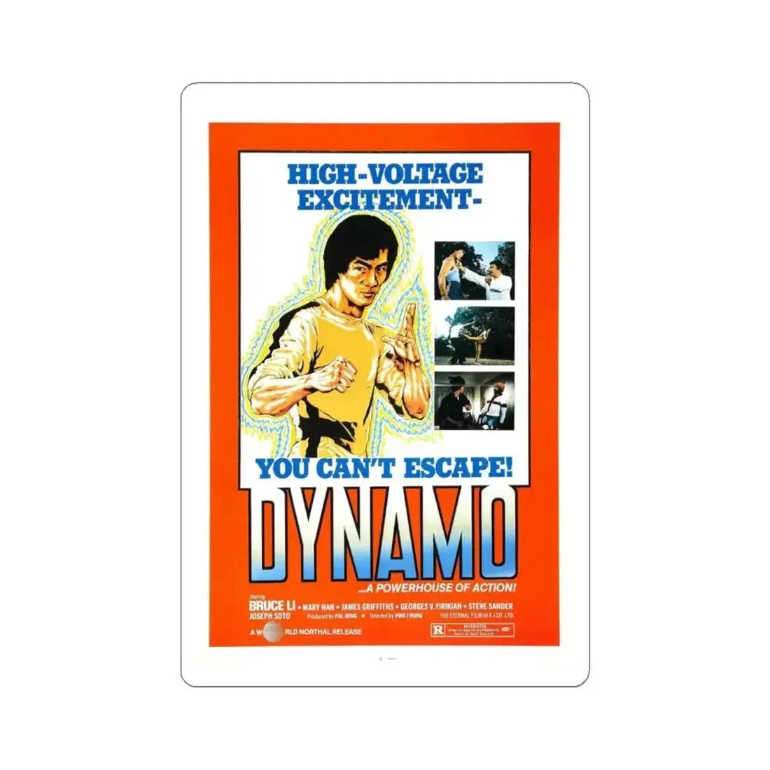 DYNAMO 1978 Movie Poster - STICKER Vinyl Kiss-Cut Decal 4 Inch White - The Sticker Space