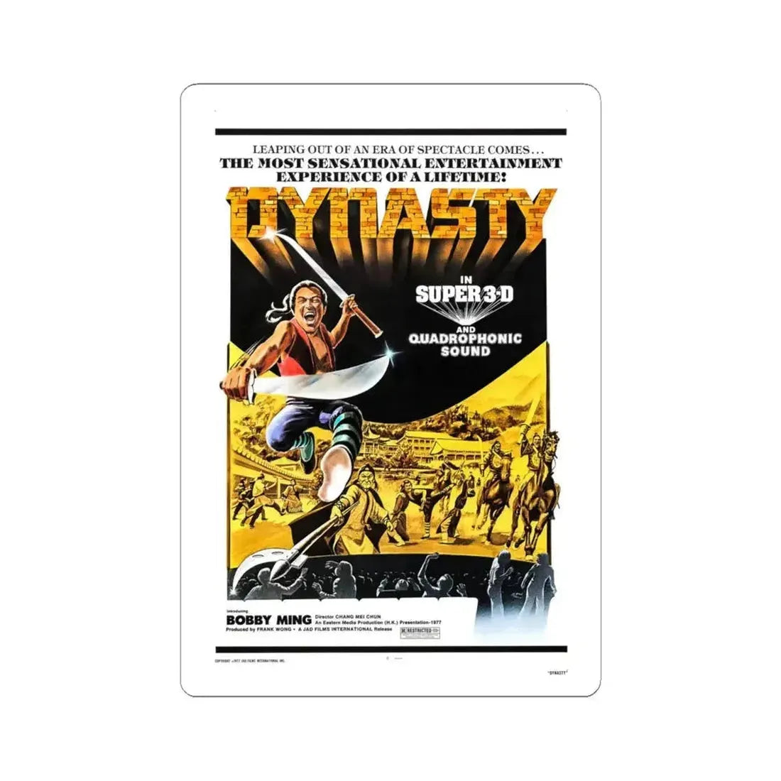 DYNASTY 1977 Movie Poster - STICKER Vinyl Kiss-Cut Decal 6 Inch White - The Sticker Space