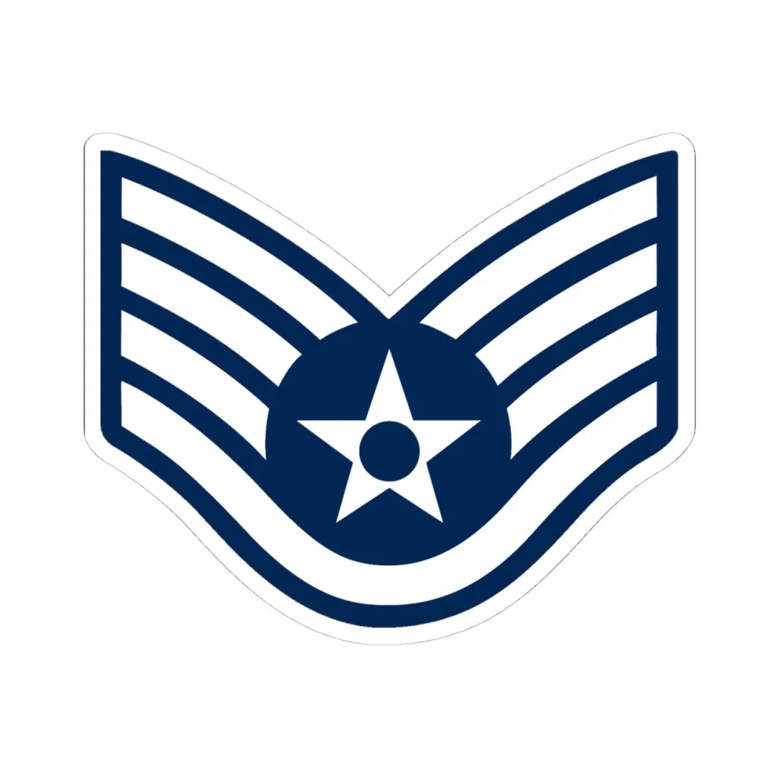 E5 USAF SSgt 1967-1991 (United States) (Military Rank) STICKER Vinyl Kiss-Cut Decal 4 Inch White - The Sticker Space