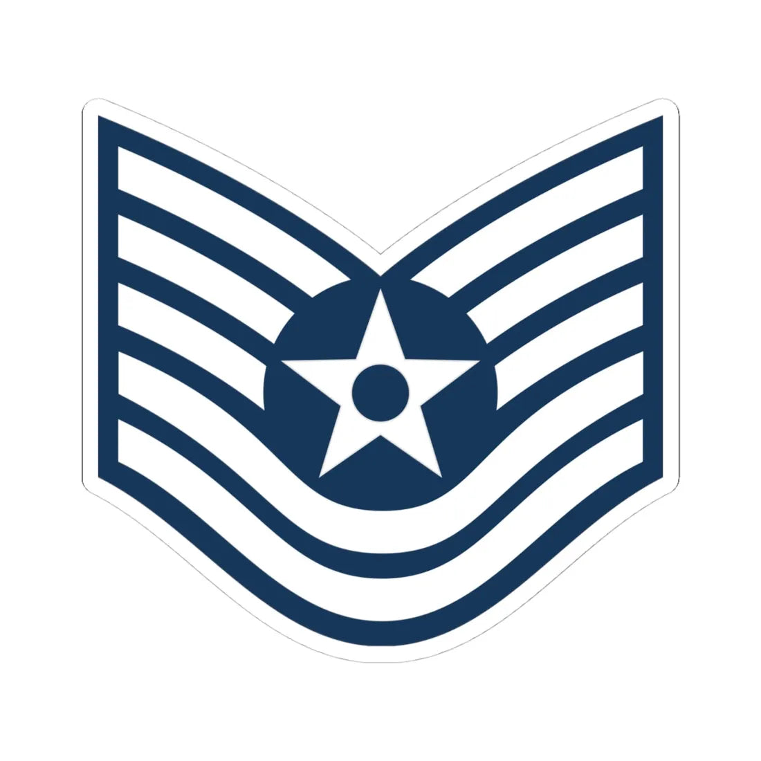 E6 USAF TSGT (United States) (Military Rank) STICKER Vinyl Kiss-Cut Decal 4 Inch White - The Sticker Space
