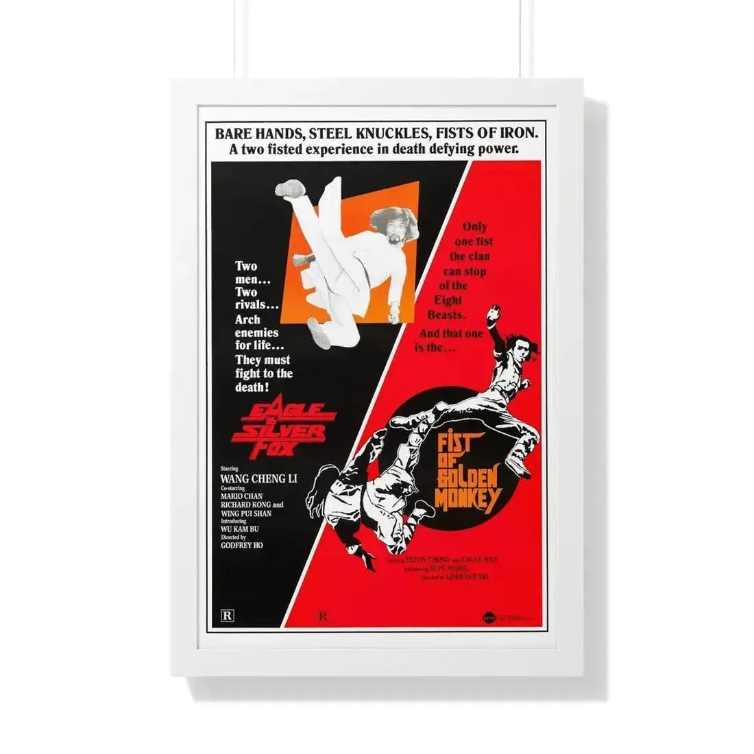 EAGLE VS SILVERFOX + FIST OF GOLDEN MONKEY 1980 - Framed Movie Poster 20" x 30" White - The Sticker Space