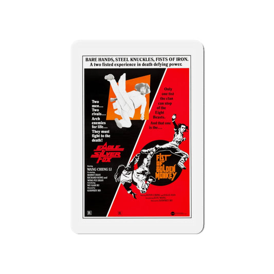 EAGLE VS SILVERFOX + FIST OF GOLDEN MONKEY 1980 Movie Poster - Die-Cut Magnet-6 × 6"-The Sticker Space