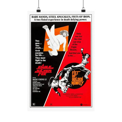 EAGLE VS SILVERFOX + FIST OF GOLDEN MONKEY 1980 - Paper Movie Poster - The Sticker Space