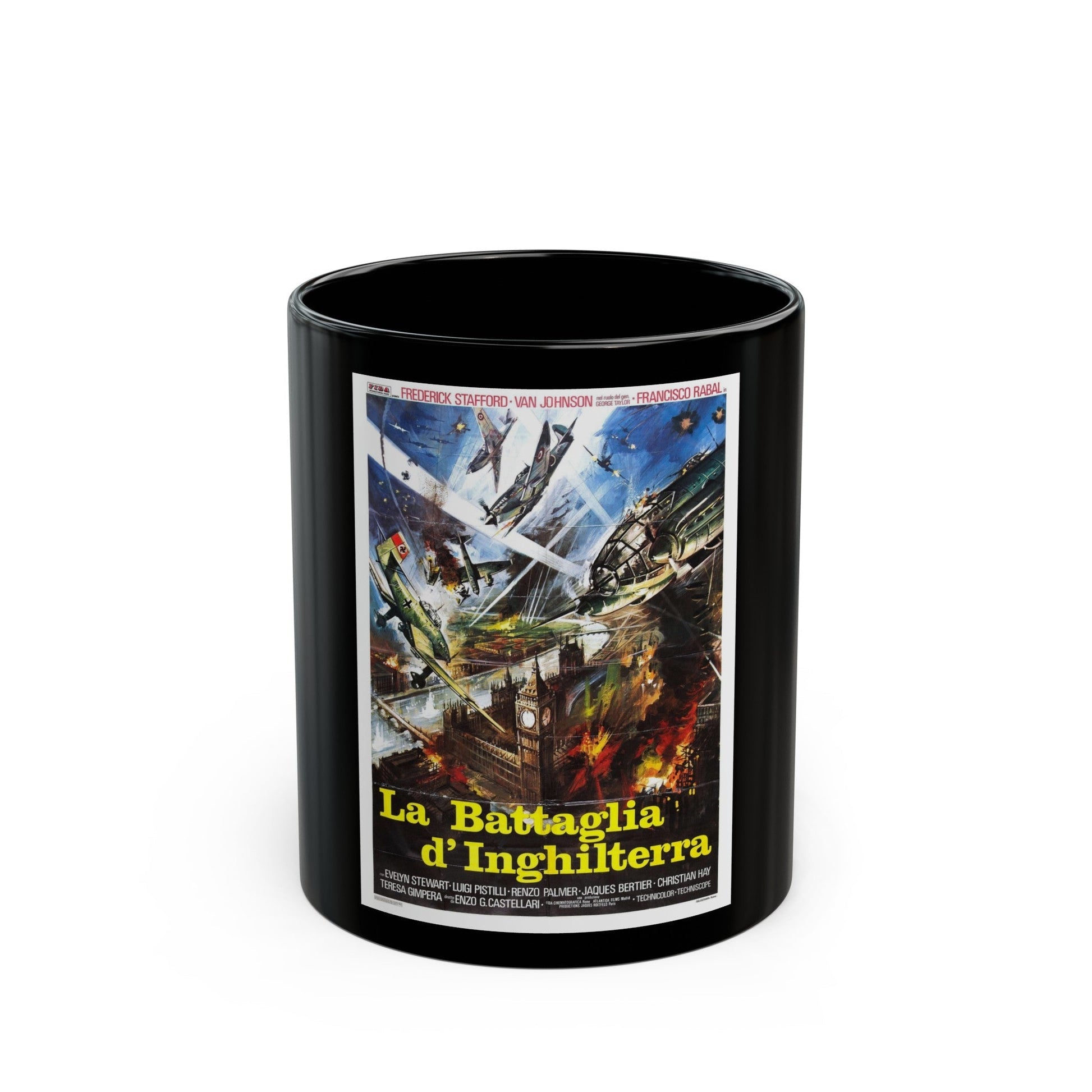 EAGLES OVER LONDON 1969 Movie Poster - Black Coffee Mug-11oz-The Sticker Space