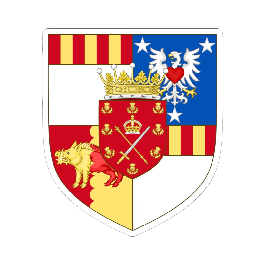 Earl of Kintore COA (Scotland) (Coat of Arms) STICKER Vinyl Kiss-Cut Decal 6 Inch White - The Sticker Space