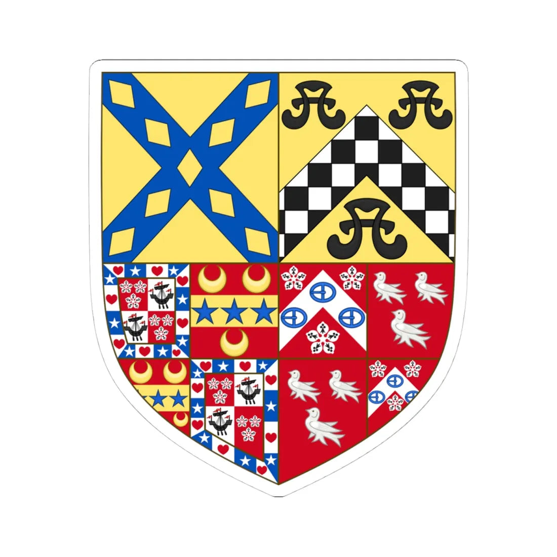 Earl of Stair COA (Scotland) (Coat of Arms) STICKER Vinyl Kiss-Cut Decal 4 Inch White - The Sticker Space