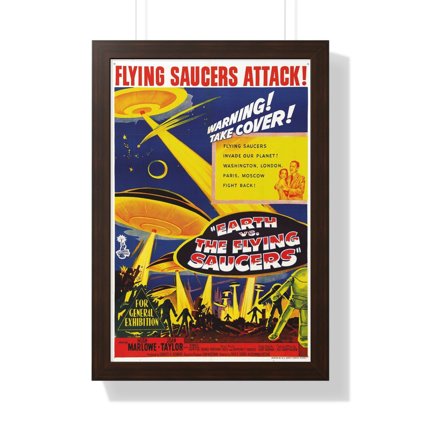 EARTH VS THE FLYING SAUCERS 1956 - Framed Movie Poster-16″ x 24″-The Sticker Space