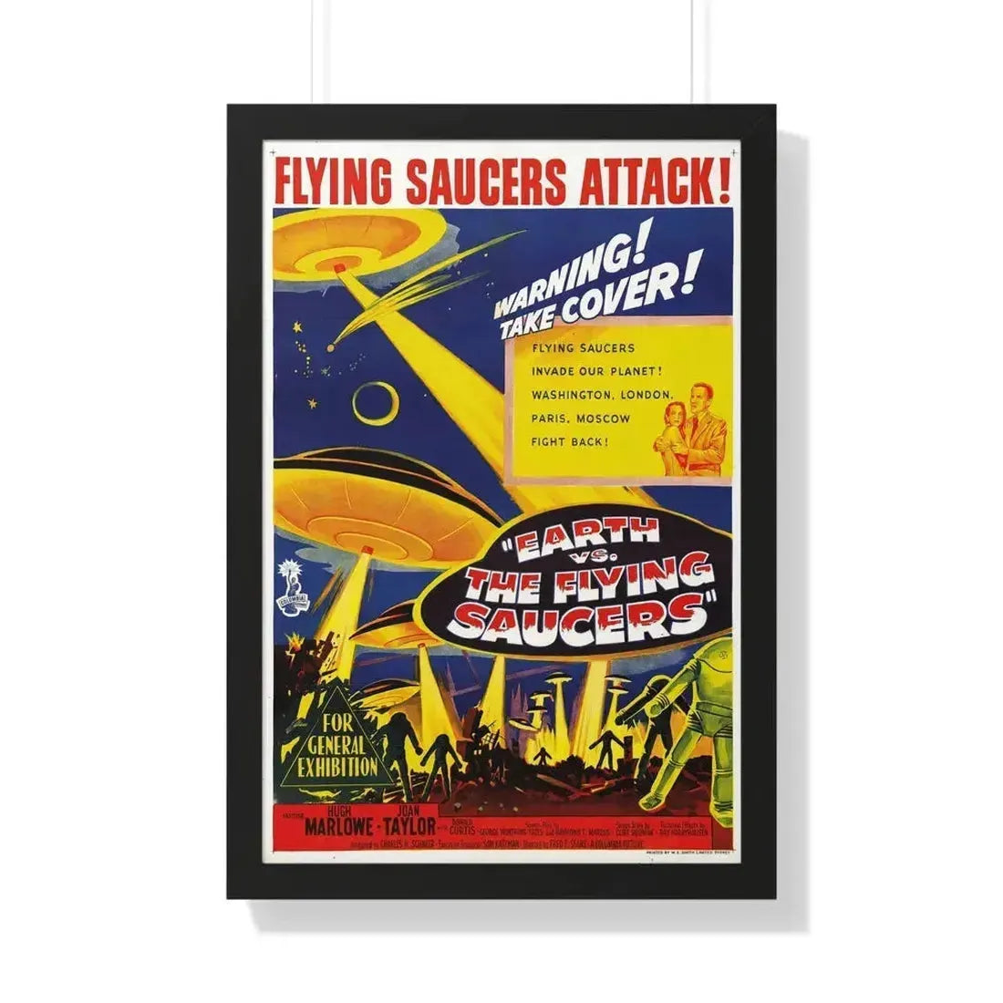 EARTH VS THE FLYING SAUCERS 1956 - Framed Movie Poster 20" x 30" Black - The Sticker Space