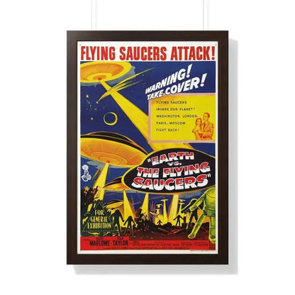 EARTH VS THE FLYING SAUCERS 1956 - Framed Movie Poster 20" x 30" Walnut - The Sticker Space