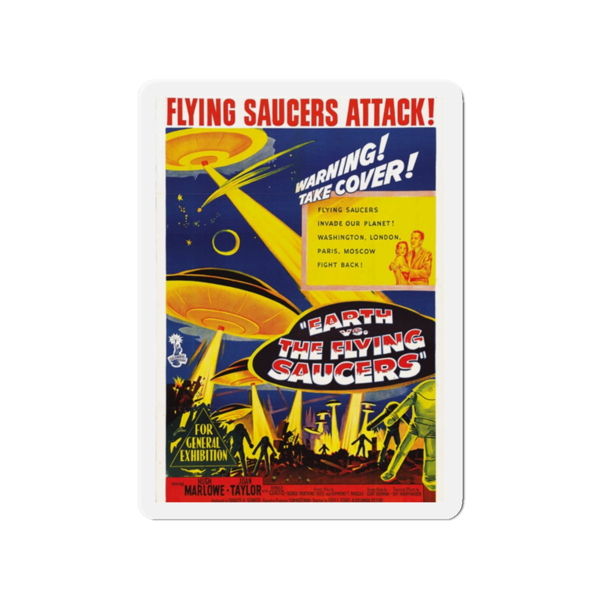 EARTH VS THE FLYING SAUCERS 1956 Movie Poster - Die-Cut Magnet-2" x 2"-The Sticker Space