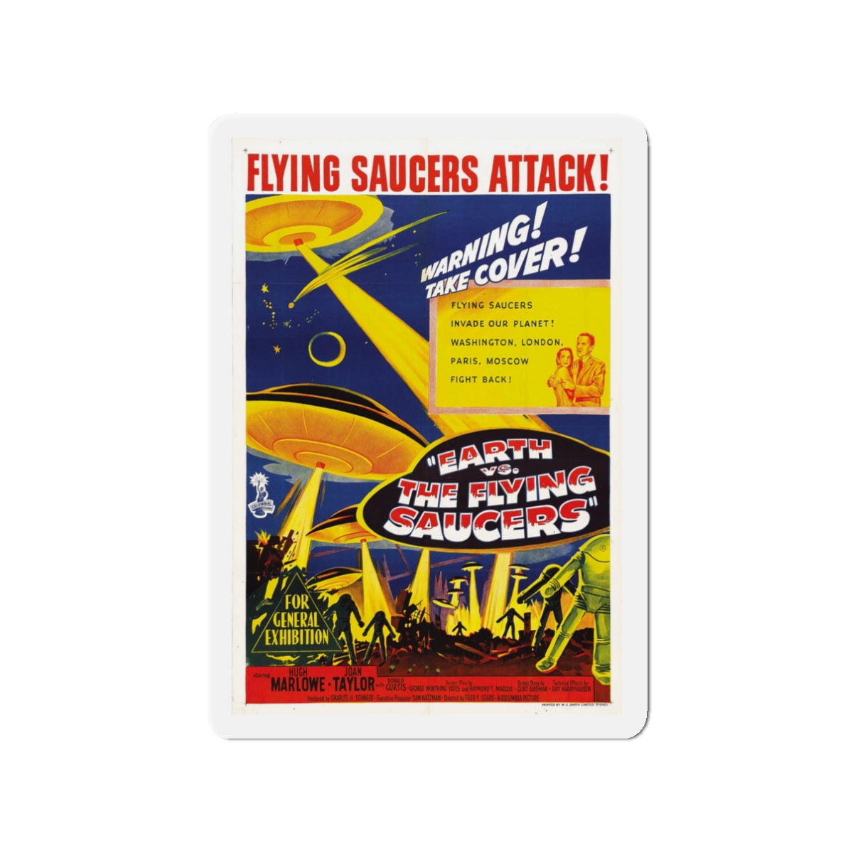 EARTH VS THE FLYING SAUCERS 1956 Movie Poster - Die-Cut Magnet-3" x 3"-The Sticker Space