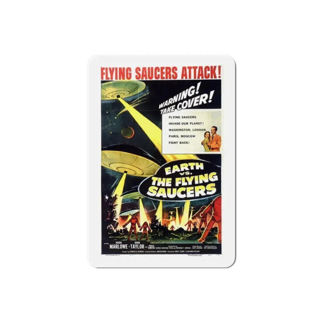 Earth vs the Flying Saucers 1956 Movie Poster Refrigerator Magnet 2 Inch - The Sticker Space