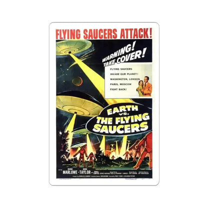 Earth vs the Flying Saucers 1956 Movie Poster - STICKER Vinyl Kiss-Cut Decal 2 Inch White - The Sticker Space