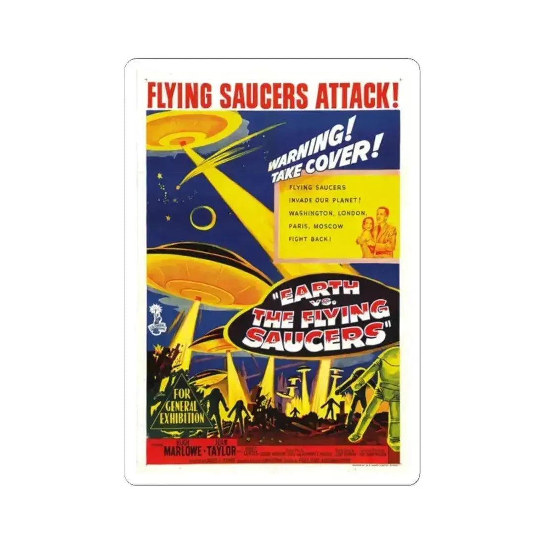EARTH VS THE FLYING SAUCERS 1956 Movie Poster - STICKER Vinyl Kiss-Cut Decal 2 Inch White - The Sticker Space