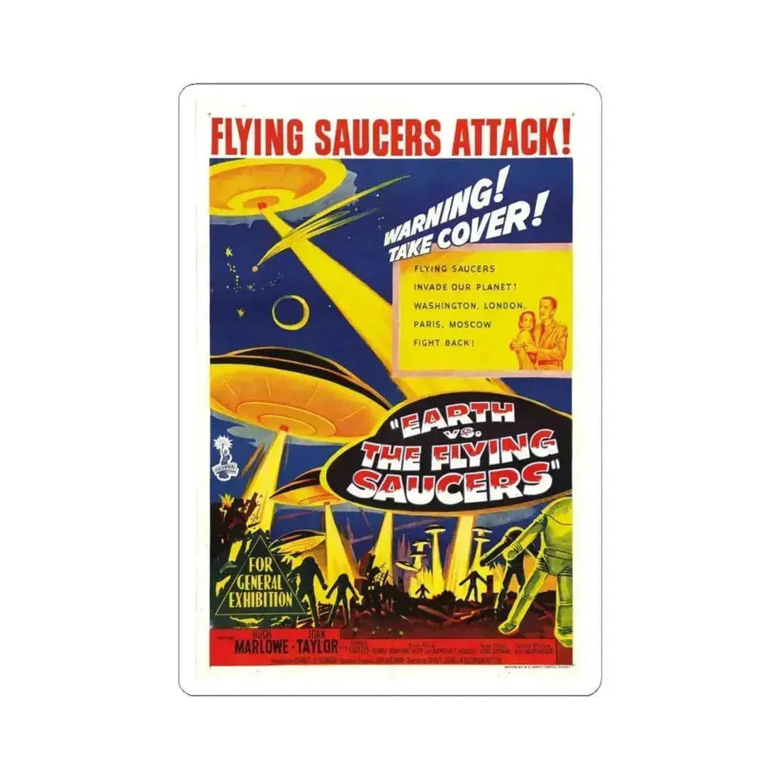 EARTH VS THE FLYING SAUCERS 1956 Movie Poster - STICKER Vinyl Kiss-Cut Decal 6 Inch White - The Sticker Space