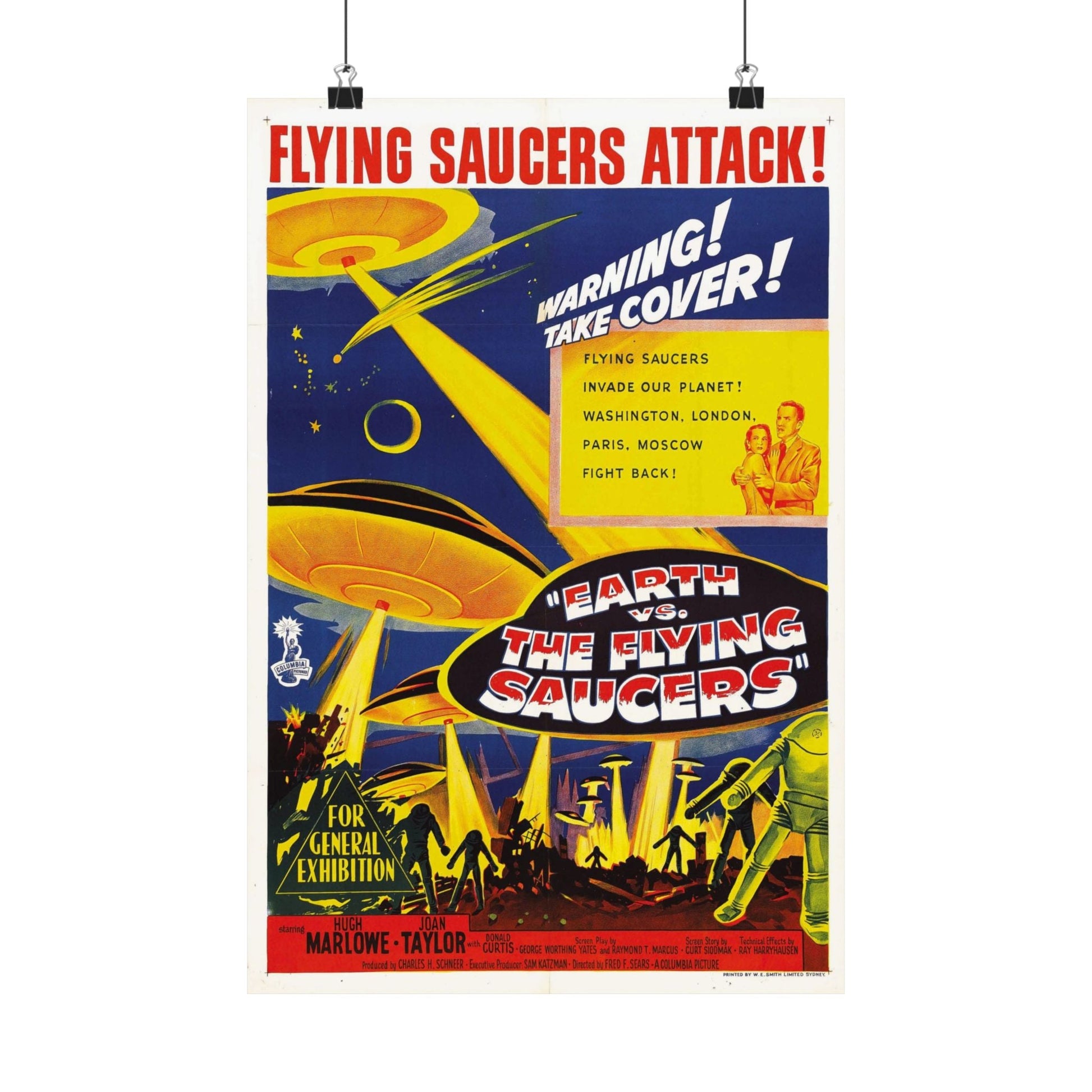 EARTH VS THE FLYING SAUCERS 1956 - Paper Movie Poster-12″ x 18″-The Sticker Space